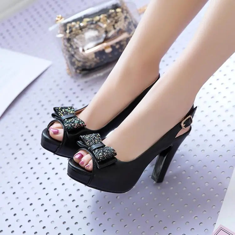 Elegant sweet color platform peep-toe high heels for women with stylish design and comfortable fit