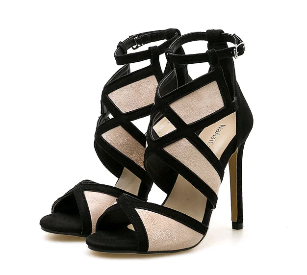 Stylish women's peep-toe high heels with a trendy silhouette, secure buckle, and comfortable fit