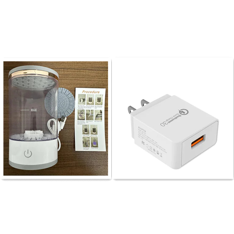 Compact rechargeable makeup brush cleaner with drying function for convenient use