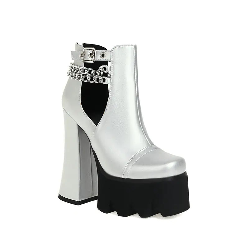 Elegant women's super high heel chunky fish mouth sandals featuring open toes and stylish design