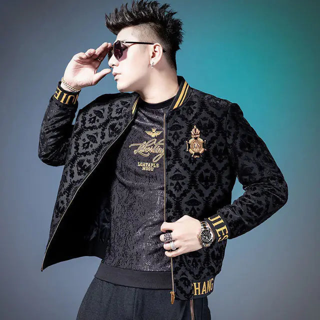 Night-out look featuring the jacket paired with stylish accessories and trousers