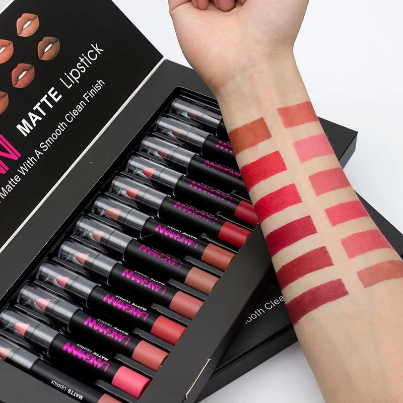 A comprehensive 12-piece makeup set including brushes, eyeshadows, and lip products for versatile beauty looks