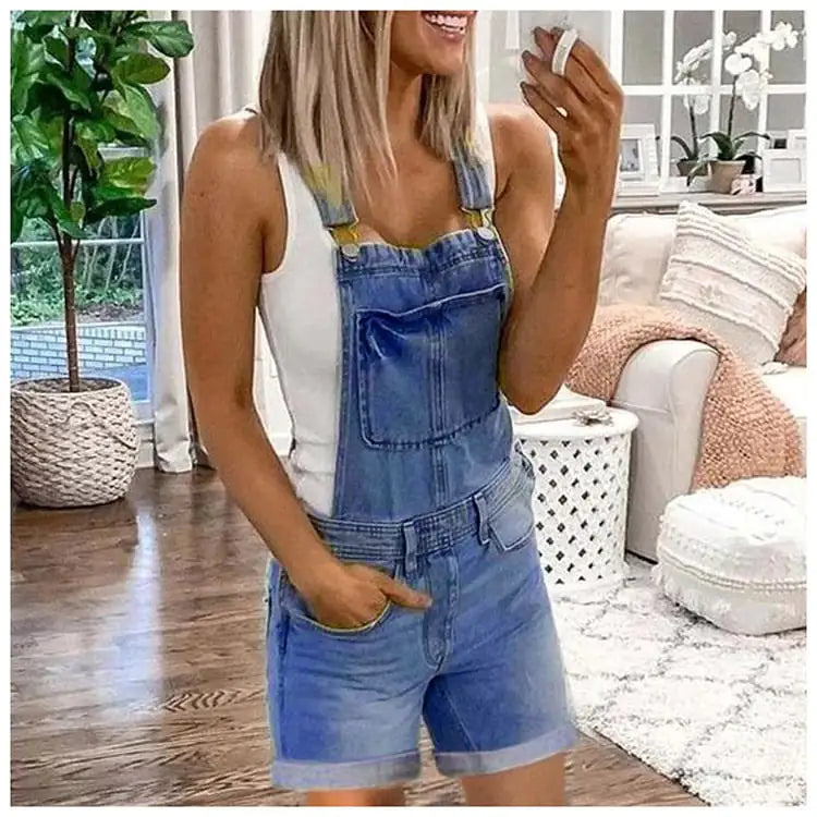 Women's Sexy Fashion Washed Denim Shorts Overalls