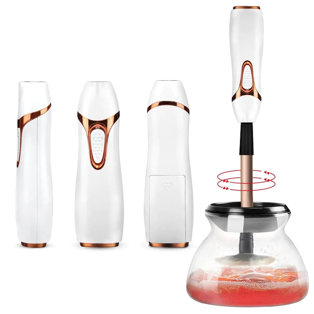 An automatic makeup brush cleaner machine effortlessly cleans and dries cosmetic brushes quickly and efficiently