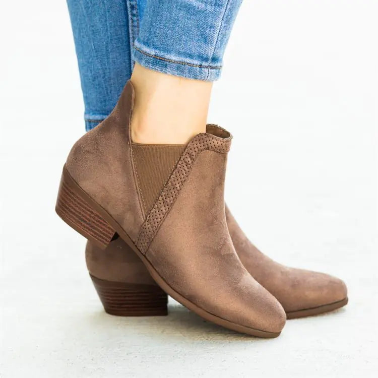 Leopard print chunky heel round toe Martin boots with fashionable, bold, and stylish design