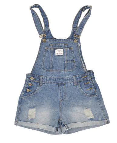 2018 Summer Women's Denim Overalls with Distressed Design