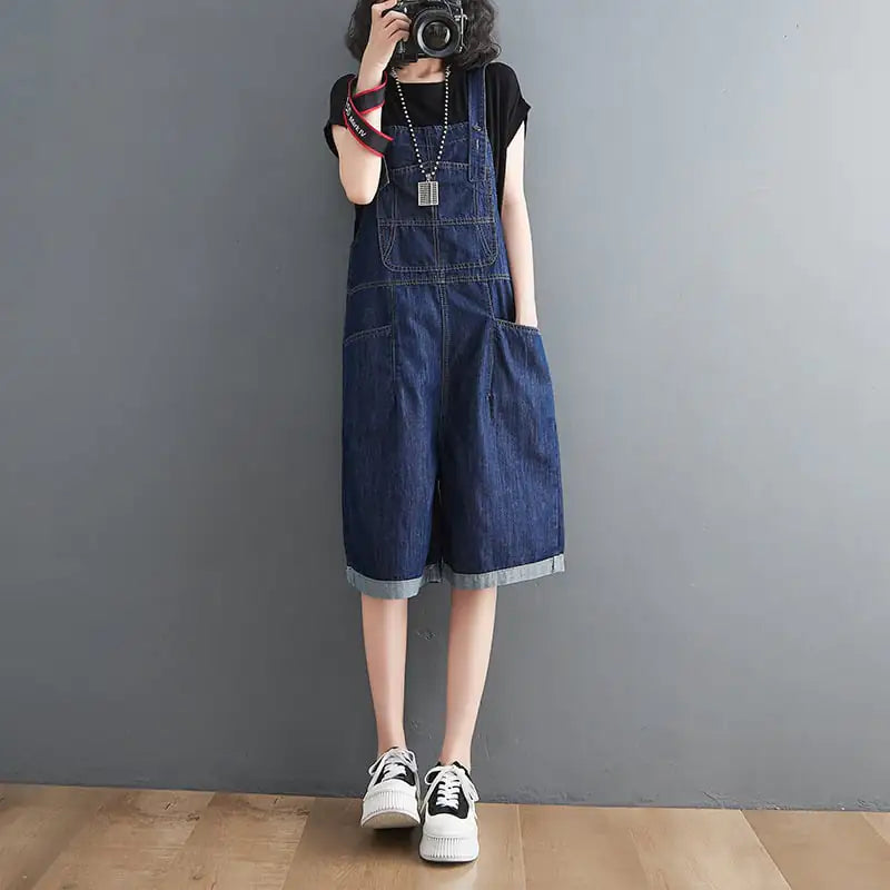 Women's Casual Denim Overalls Shorts - Thin Fashion Style