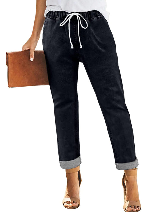 Sidefeel Womens High Waist Jeans Classic Tapered Joggers Jeans Size 16 Black