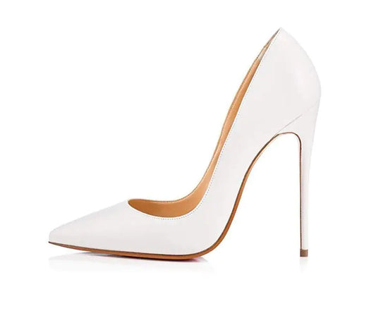 Elegant pointed toe matte high heels featuring a sleek 12cm stiletto for sophisticated style