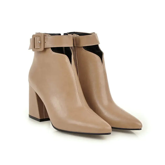 Elegant British pointed toe high heel women's boots featuring a stylish zipper closure and sleek design
