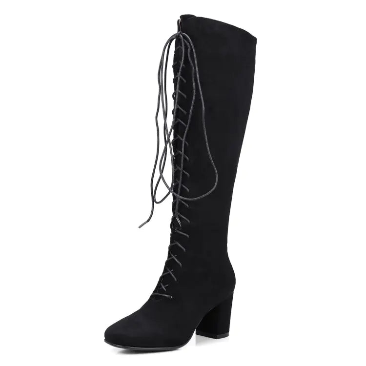 Autumn Winter New Plush Chunky Heel Knee-High Boots