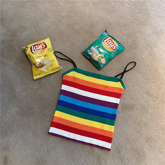 Chic Fall Wide-Leg Denim Overalls & Rainbow Sweater Set