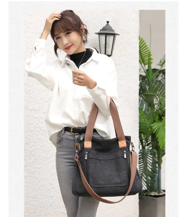 Canvas Shoulder Bag, Crossbody Bag, Tote Bag