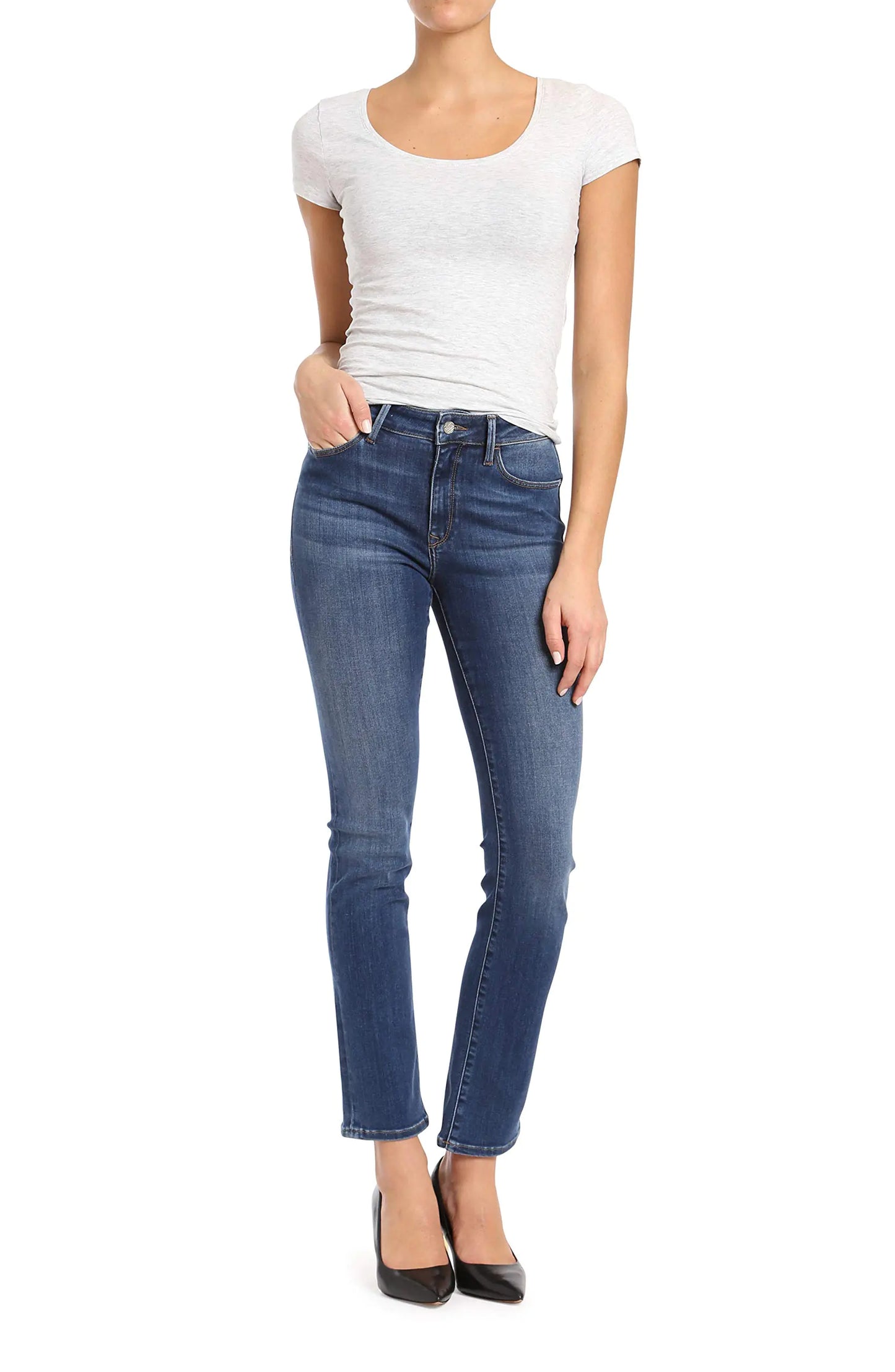 Mavi Kendra Womens Straight Leg Jeans High Rise Jeans for Women Indigo Supersoft Blue Jeans Sustainable Boyfriend Jeans 28W x 34L