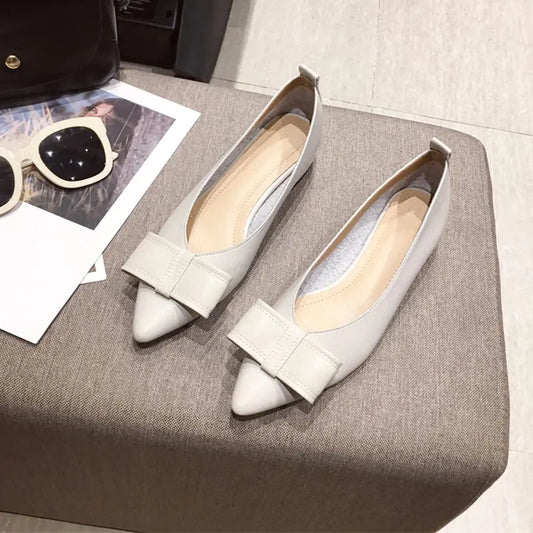 Elegant pointed toe high heel Mary Jane shoes with bow detail in black color