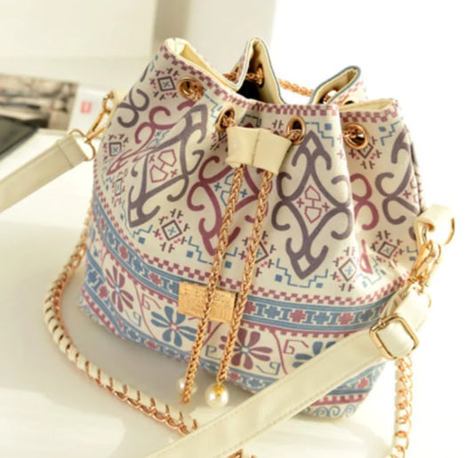 Canvas Bag, Ethnic Style Chain Bag, Bucket Bag