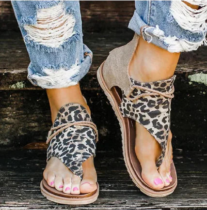 WOLFF orthopedic sandals for women featuring stylish animal print designs, durable artificial PU upper, and slip-resistant rubber sole for comfortable walking