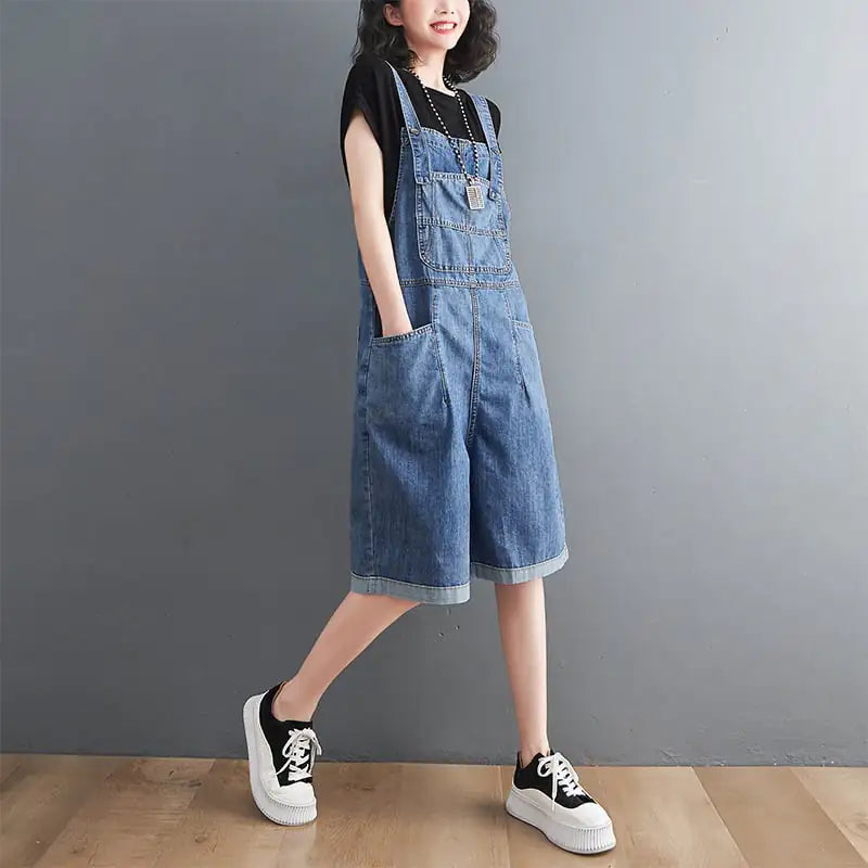 Women's Casual Denim Overalls Shorts - Thin Fashion Style