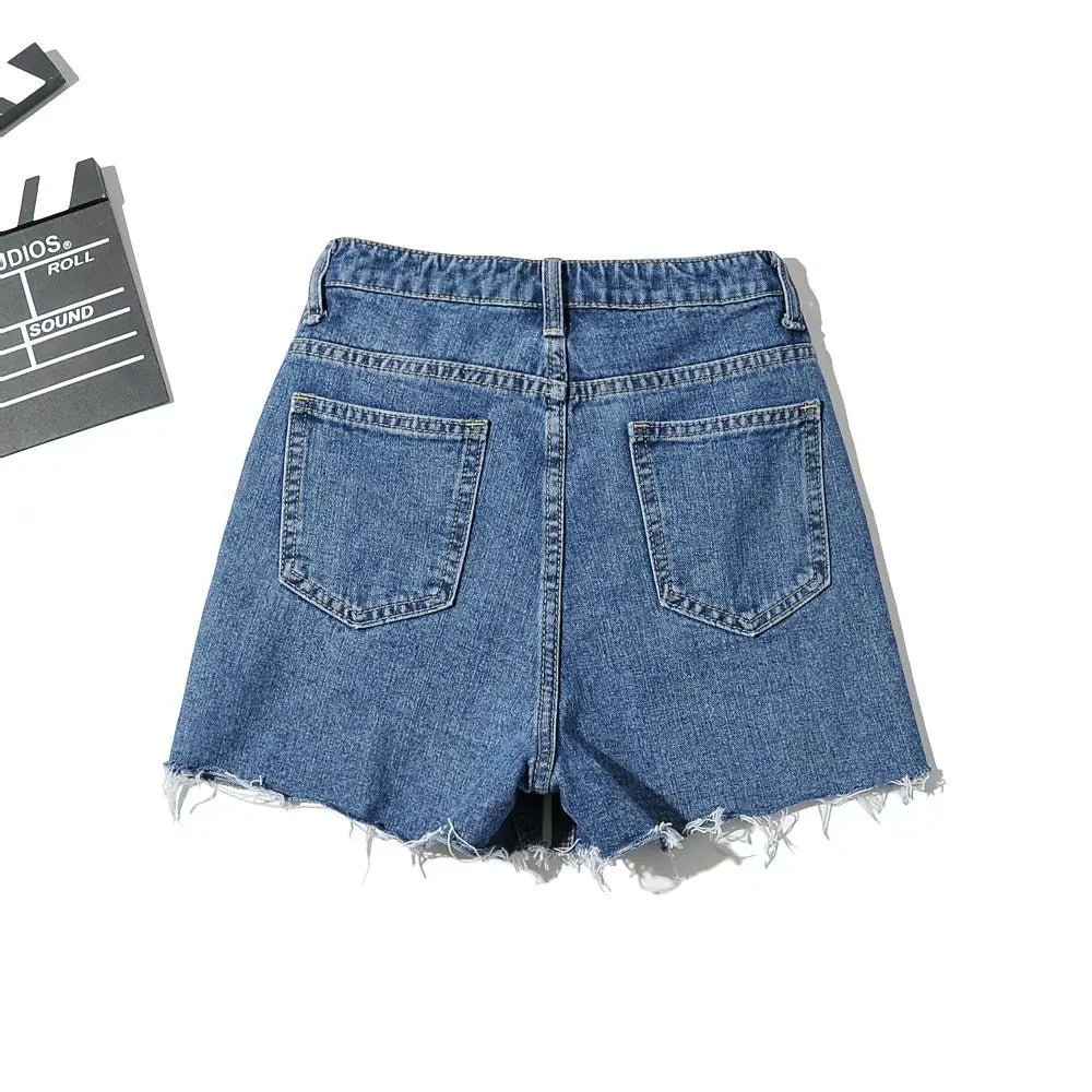 Asymmetrical Slanted Denim Shorts