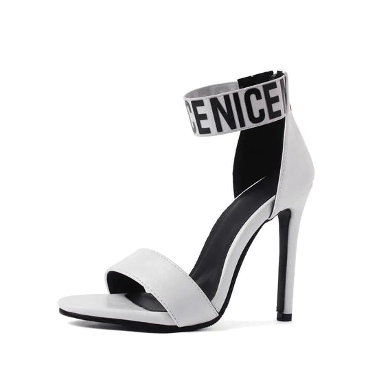 Elegant open-toe high heels for women featuring slim, stylish heels perfect for formal and casual occasions