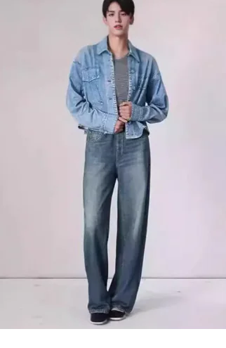 A vintage-style pair of RetroEase Jeans featuring high waist, classic wash, and relaxed fit for timeless casual wear