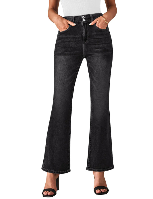 luvamia Womens Jeans High Waist Jeans for Women Wide Leg Trouser Jeans for Women Womens Jeans Size 10 Wide Leg Pants Women Jeans Black Flare Jeans for Women Washed Black Medium Fits Size 8 / Size 10