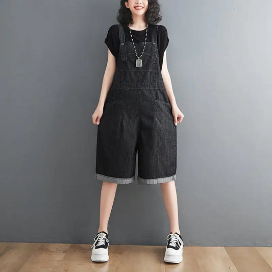 Women's Casual Denim Overalls Shorts - Thin Fashion Style